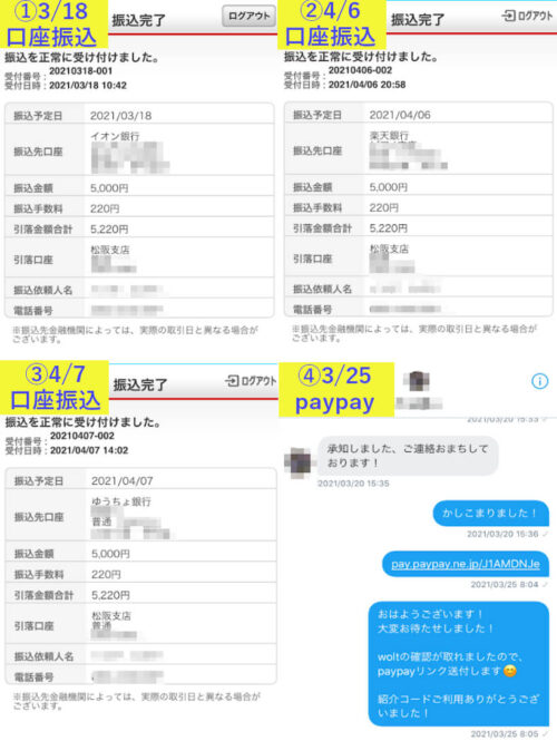 Woltキャッシュバック実績