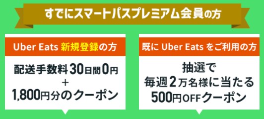 auスマートパスプレミアム既存会員(Uber Eatsクーポン)