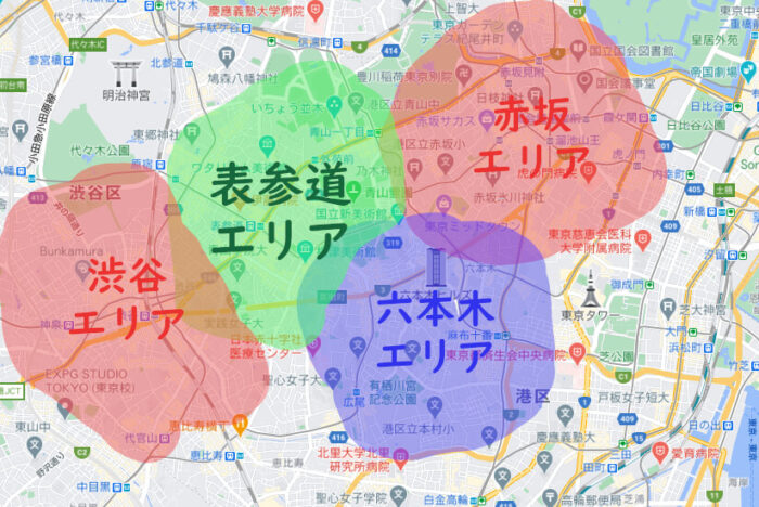 出前館東京赤坂拠点配達エリアイメージ