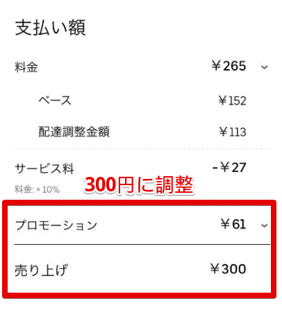 Uber Eats(300円調整ブースト)