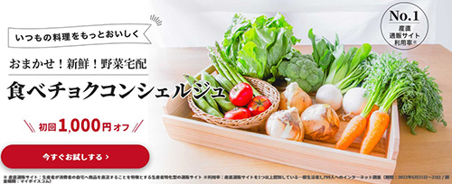初回限定｜食べチョクコンシェルジュ1,000円割引+送料無料キャンペーン【終了時期未定】